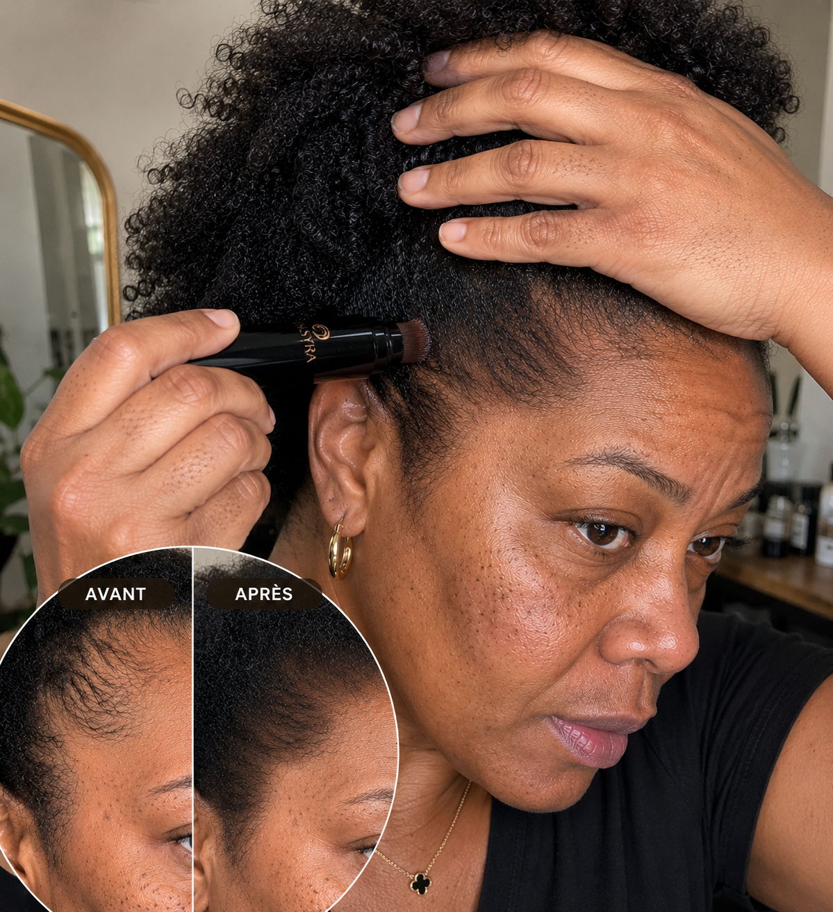 DENSYRA™ | Brosse densifiante pour tempes clairsemées & retouches cheveux instantanées