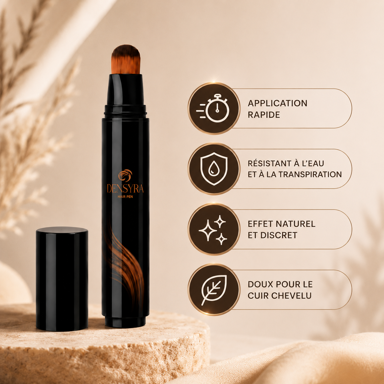 DENSYRA™ | Brosse densifiante pour tempes clairsemées & retouches cheveux instantanées